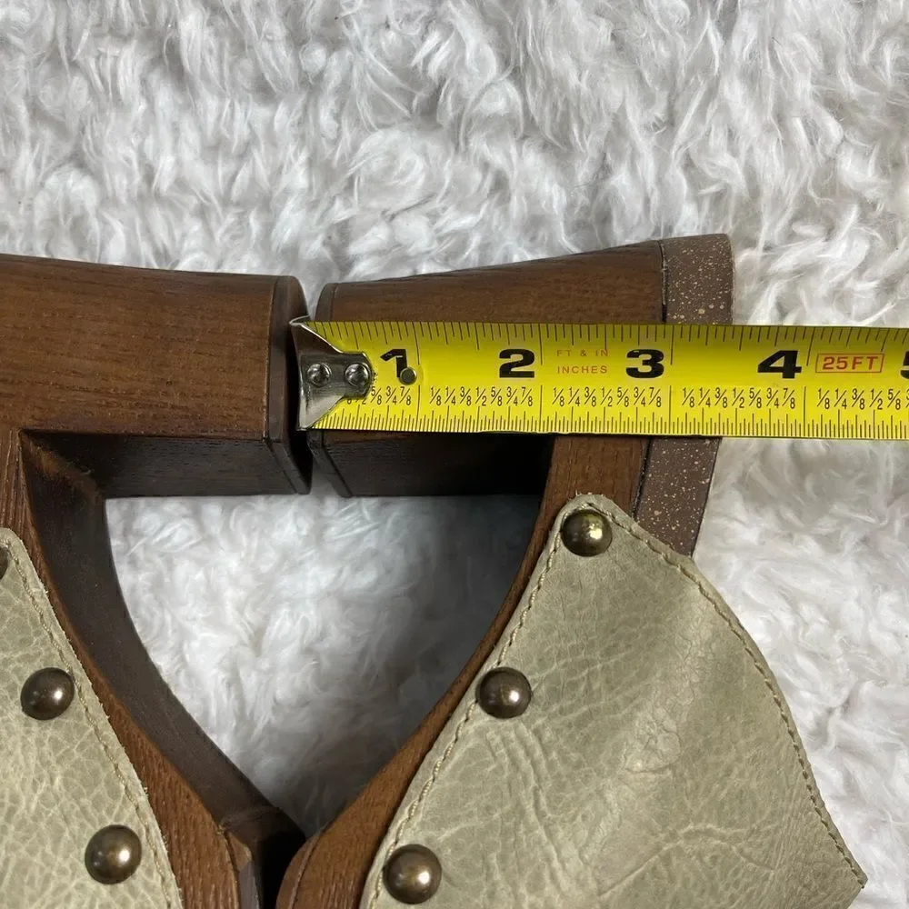 Sbicca vintage collection leather grayish green platform sandals EUR SZ40